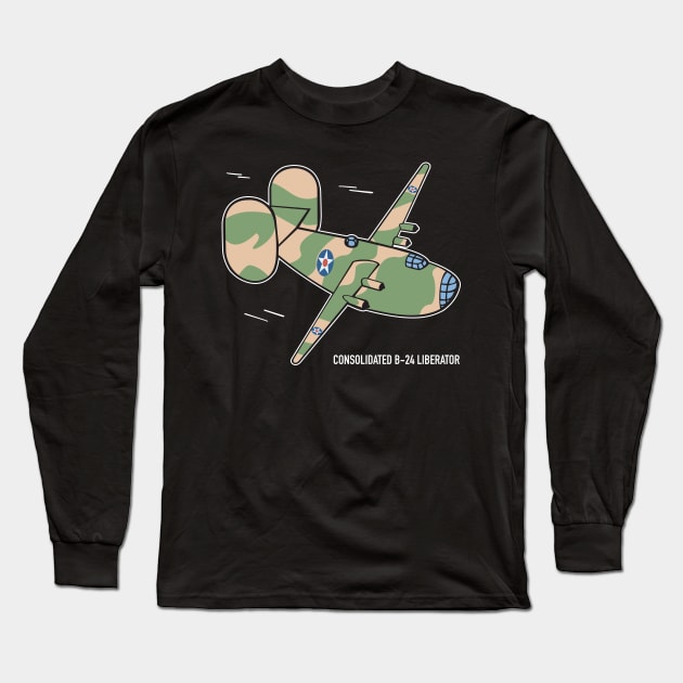 Consolidated B-24 Liberator WW2 Plane Long Sleeve T-Shirt by Battlefields